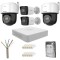 Sistem supraveghere IP complet Hikvision 2 camere fixe + 2 camere rotative 4MP IR/lumina alba Speaker, NVR 8 canale PoE, HDD 500GB SafetyGuard Surveil