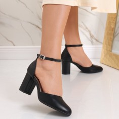 Pantofi dama cu toc negri din piele ecologica Mason, 35