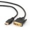 CABLU video GEMBIRD, adaptor HDMI (T) la DVI-D SL (T), 0.5m, conectori auriti, negru, &quot;CC-HDMI-DVI-0.5M&quot; (timbru verde 0.08 lei)