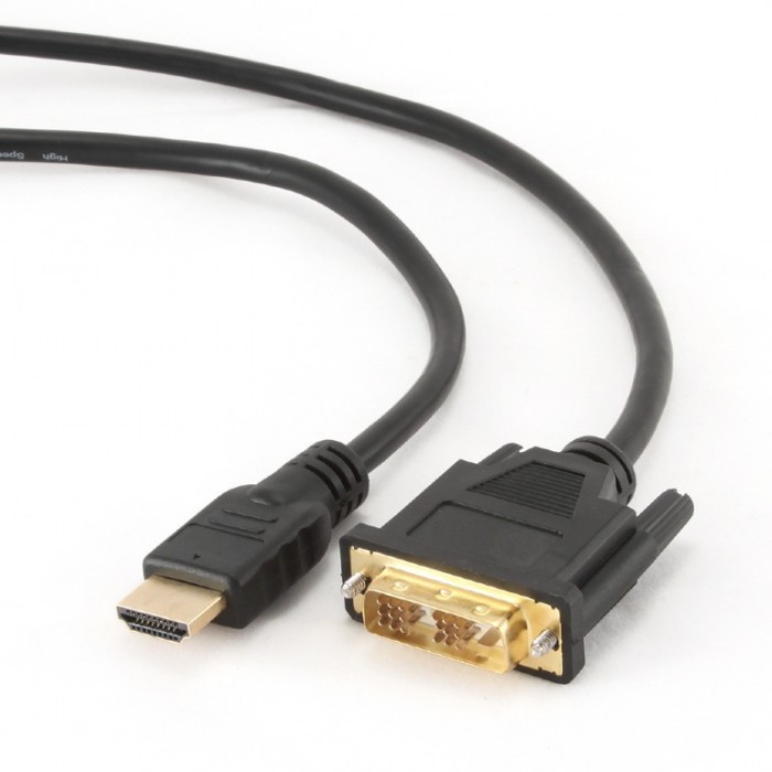 CABLU video GEMBIRD, adaptor HDMI (T) la DVI-D SL (T), 0.5m, conectori auriti, negru, &quot;CC-HDMI-DVI-0.5M&quot; (timbru verde 0.08 lei)