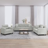VidaXL Set de canapele cu perne, 3 piese, gri deschis, microfibră