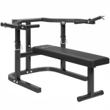 SPORTNOW Bancă pentru Ridicat Greutăți Reglabilă pe &Icirc;nălțime, Bancă Plată Multifuncțională, 150x150x60-85 cm, Negru | Aosom Romania