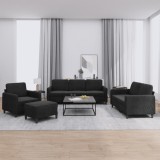 vidaXL Set de canapele, 4 piese, negru, catifea