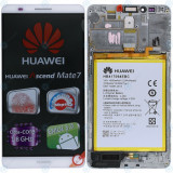 Huawei Ascend Mate 7 (JAZZ-L09) Capac frontal al modulului de afișare + LCD + digitizer + baterie argintie 02350BXX