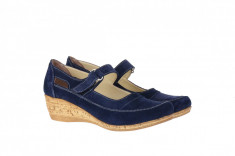 Pantofi dama din piele naturala, casual, bleumarin - FOARTE COMOZI P9154VELBL foto