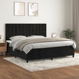 Cumpara ieftin Pat box spring cu saltea, negru, 200x200 cm, catifea