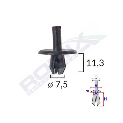 Clips Fixare Pentru Alfa Romeo/Fiat 7.5X11.3Mm - Negru Set 10 Buc 139523 A16860-RMX foto