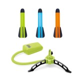 Set Jucarie Lansator de Rachete din Spuma, Foloseste Presiunea Aerului, 3 Rachete, multicolor