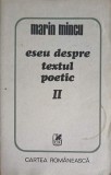 Eseu despre textul poetic vol. 2 - Marin Mincu - Cartea Romaneasca - 1986 - critica literara