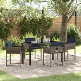 VidaXL Set de masă pentru grădină cu pernă 5 pcs Gri Rattan poli