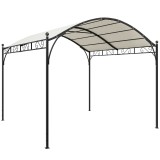 Outsunny Pergolă 3x3m cu Acoperiș Arcuit, Gazebo din Metal și Poliester 180g/m&sup2; cu Șuruburi, pentru Exterior, Terasă și Grădină, Protecție UV30+, Alb