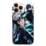 Husa compatibila cu Apple iPhone 14 Pro Max model Rin flames Blue exorcist, Silicon, TPU, Viceversa, Transparent, Carcasa