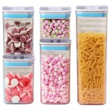 Cutii de Depozitare Alimente, Cyrax, Set din 5 Cutii de tip Container, 1x0.5 l, 2x0.8 l, 1x1.2 l, 1x1.9 l, Recipiente pentru Cereale in Bucatarie, Tra
