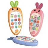 Jucarie Interactiva, Telefon Inteligent, Model Morcov, Functii Educative, Muzicale si Voce, 4-6 ani, 19 x 11.5 cm, din Plastic, Multicolor