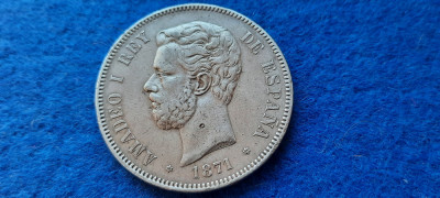 SPANIA 5 PESETAS 1874 DEM foto