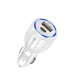 Cumpara ieftin Incarcator bricheta auto 12V, 1x USB, 1x type C 3.0 cu incarcare rapida - Alb, Dactylion