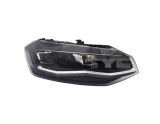 Far VW POLO, 09.2017-, partea dreapta, TYC, cu LED daytime running light; LED; reflector silver rim; fara unitate control LED; cu motor; LED,