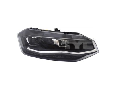 Far VW POLO, 09.2017-, partea dreapta, TYC, cu LED daytime running light; LED; reflector silver rim; fara unitate control LED; cu motor; LED, foto
