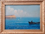 M. Comăniceanu-Peisaj marin cu Capul Caliacra, pictură veche