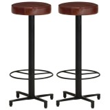 VidaXL Scaune de bar, 2 buc., 76 cm, piele naturală