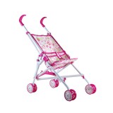 Carucior pentru papusi, 60x25 cm, Roz cu floricele, ATU-087821