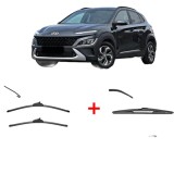 Cumpara ieftin Set 3 stergatoare HYUNDAI KONA SUV Van (OS, OSE, OSI) 2017, pentru parbriz si luneta, Valeo Silencio