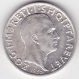 Monedă Albania 2 Franga Ari 1935 &ndash; Regele Zog I &ndash; argint .835 &ndash; KM 17