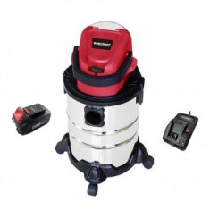 Aspirator industrial, cu acumulator, Worcraft CVC-S20Li-20L, 20V, umed uscat, 20L, Inox,FARA KIT INCARCARE