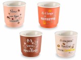 Set 4 cani portelan Coffee 6x6 cm 90 ml