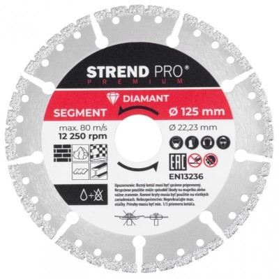 Disc diamantat segmentat, universal,&amp;nbsp;vacuum brazed, taiere umeda si uscata, 125 mm, Strend Pro Premium&amp;nbsp; foto