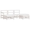 Set mobilier de gradina, 6 piese, alb, lemn masiv pin
