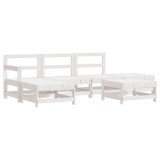 Set mobilier de gradina, 6 piese, alb, lemn masiv pin