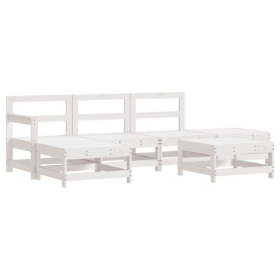Set mobilier de gradina, 6 piese, alb, lemn masiv pin foto