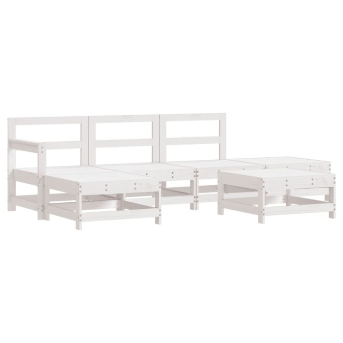 Set mobilier de gradina, 6 piese, alb, lemn masiv pin