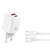 Incarcator Retea Cu Cablu USB-C XO Design L149, 30W, 3A, 1 x USB-A - 1 x USB-C, Alb