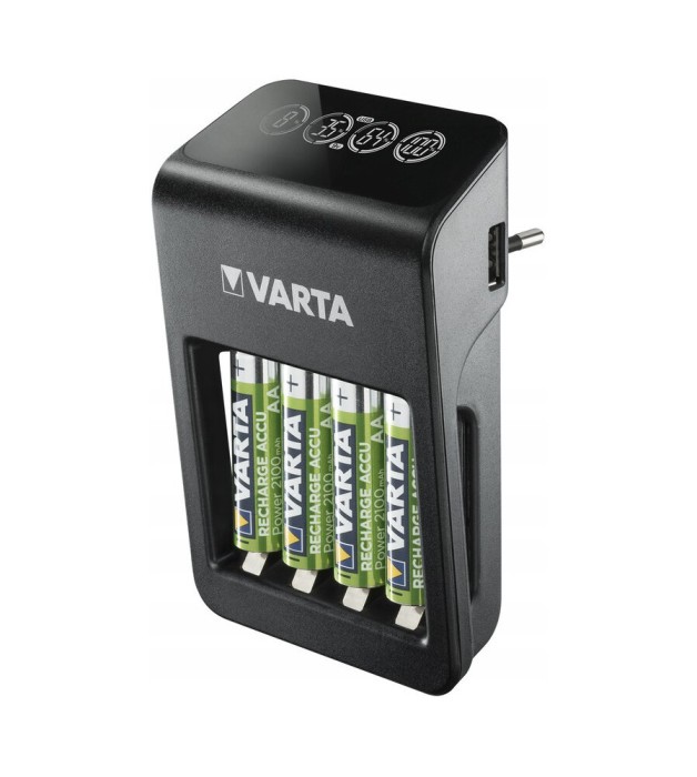 &Icirc;ncărcător Ni-MH VARTA LCD PLUG PLUS 57687 + 4 x R6 / AA 2100 mAh