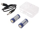 Acumul: Li-Ion 16340 3,6V 800mAh &Oslash;16,7x36mm Kit: cablu USB