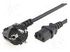 Cablu alimentare AC, 1.8m, 3 fire, culoare negru, CEE 7/7 (E/F) &amp;#351;tecar in unghi, IEC C13 mama, LIAN DUNG -