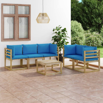 Set mobilier de gradina cu perne albastru deschis, 6 piese GartenMobel Dekor foto