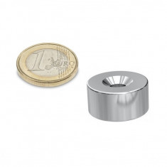 Magnet neodim disc cu gaura ingropata, Ø20&#215;10 mm, N45