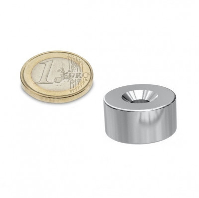 Magnet neodim disc cu gaura ingropata, &amp;Oslash;20&amp;amp;#215;10 mm, N45 foto