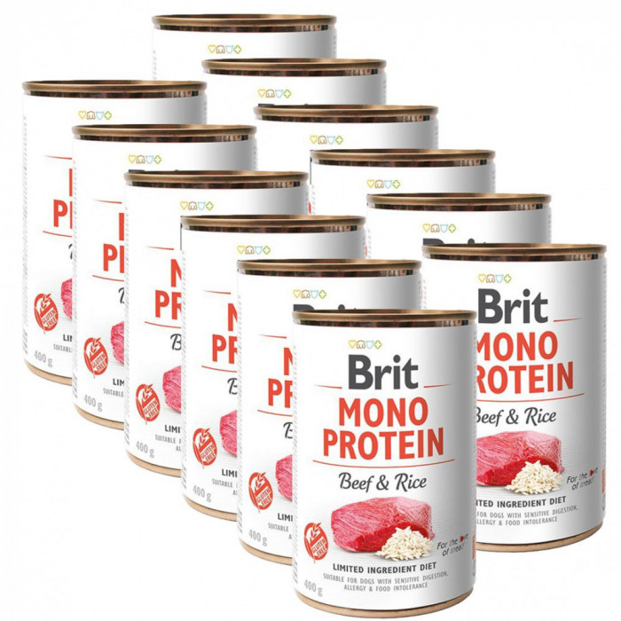 Can Brit Mono Protein Carne de vită și orez, 12 x 400 g