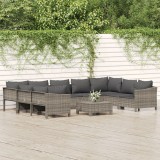 Gossi set mobilier de gradina cu perne, 10 piese, gri, poliratan