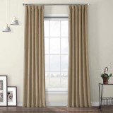 Set draperii din catifea cu rejansa din bumbac tip fagure, Madison, 200x270 cm, densitate 700 g/ml, Latte, 2 buc