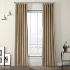 Draperie din catifea cu rejansa din bumbac tip fagure, Madison, 150x270 cm, densitate 700 g/ml, Latte, 1 buc