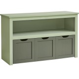VASAGLE Dulap depozitare jucarii, din MDF, cu 3 compartimente detasabile pe roti, 30x102x60 cm, verde Household NewTrend