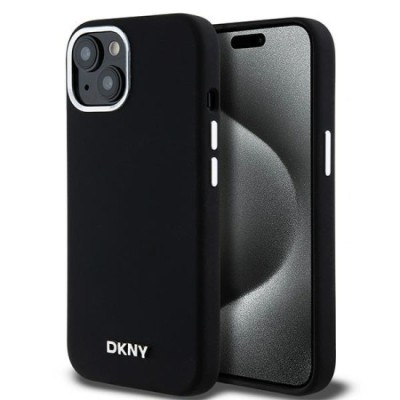 Husa pentru iPhone 15 Plus - DKNY Hardcase Liquid Silicone Small Metal Logo MagSafe (DKHMP15MSMCHLK) - Black foto