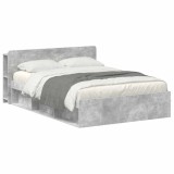 vidaXL Cadru de pat cu depozitare cu headboard Gri Beton 140 x 200 cm 3433385