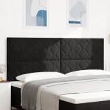 vidaXL Panou de Cap LED - Negru cu Design &icirc;n Blocuri de Diamant - 200 cm - Catifea