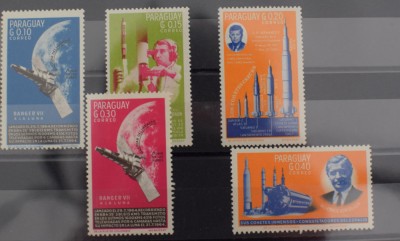 TS23/11 Timbre Serie Paraguay - Cosmos - Kennedy - 5 valori foto